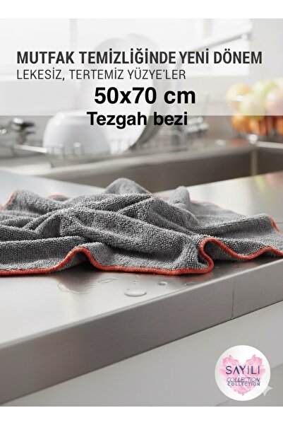 SAYILI COLLECTION Mikrofiber Temizlik Bezi Cam Araba Mutfak Çok Amaçlı Temizlik Bezi (50x70 cm) Süper Emici ve Yumuşak