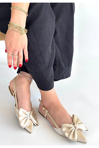 ZENGEZUR MALL Mtxdpn Cenya Beige Satin Ballet Shoes (00308) (Size: 36)