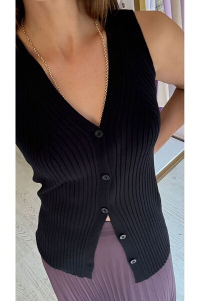 HANER BUTİK Black Knitwear Vest