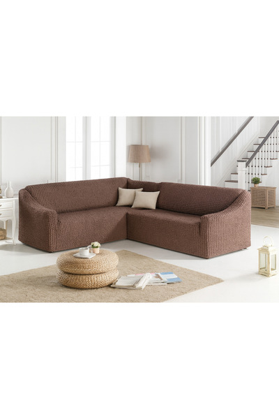 ELHAS BÜRÜMCÜK ETEKSİZ L KÖŞE koltuk örtüsü. 7 KİŞİLİK esnek, KÖŞE koltuk kıl...