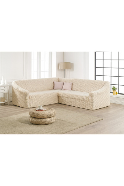 ELHAS BÜRÜMCÜK ETEKSİZ L KÖŞE koltuk örtüsü. 7 KİŞİLİK esnek, KÖŞE koltuk kıl...