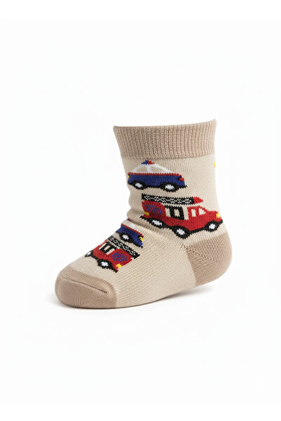 Masal Dünyası Bursa Car Patterned Thick Towel Baby Boy Socks 0-1 Years Old