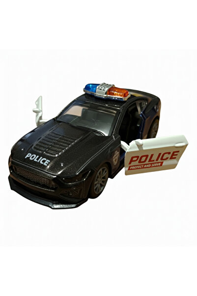 Vision XXI Ford Police Car, Metal Model, Diecast, Scale 1:32, Spring Mechanism, 12 cm, Black