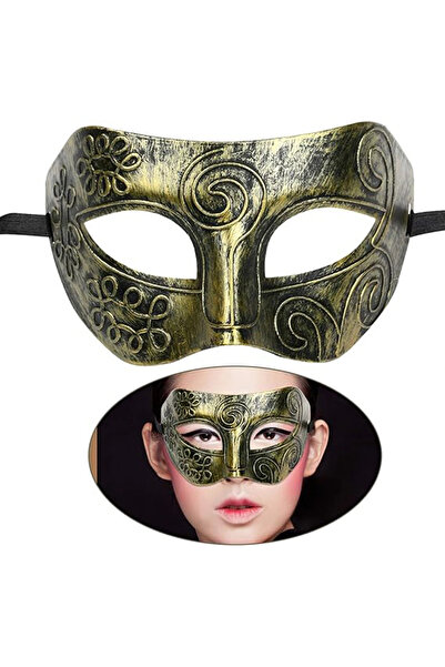 HarmonyAura Gold Distressed Face Mask - Vintage Style Evening Mask