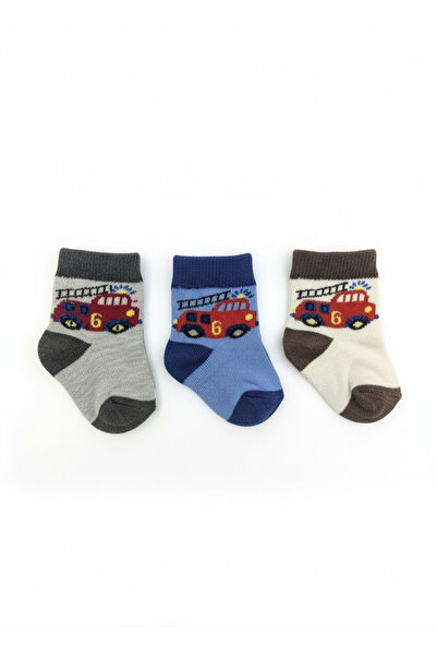 Masal Dünyası Bursa Mixed Patterned 3-Piece Baby Boy Newborn Socks