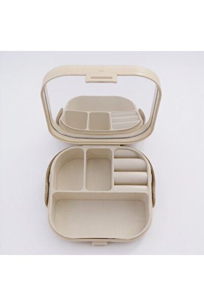 Saros Group صندوق مجوهرات ومكياج مدمج للسفر مع مرآة (طقم سفر) |   منظم متعدد ...