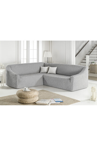 ELHAS BÜRÜMCÜK ETEKSİZ L KÖŞE koltuk örtüsü. 7 KİŞİLİK esnek, KÖŞE koltuk kıl...