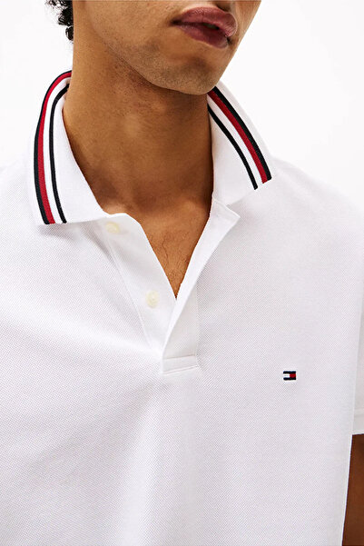 Tommy Hilfiger Mens White Regular Fit Signature Collar Polo Shirt