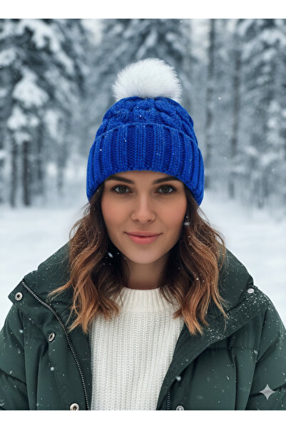 SLH SHOP Yün Bere Ponponlu Şık Bir Duruş