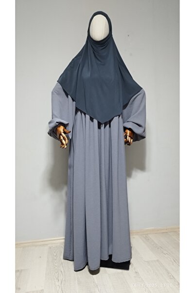 AHRAR tesettür Short Length Sandy Souffle Khimar Ready Made Hijab Scarf Smoked