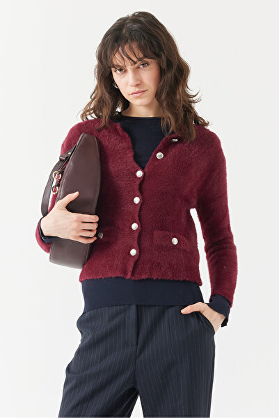 PAULMARK Women's pocketed cardigan with plush look