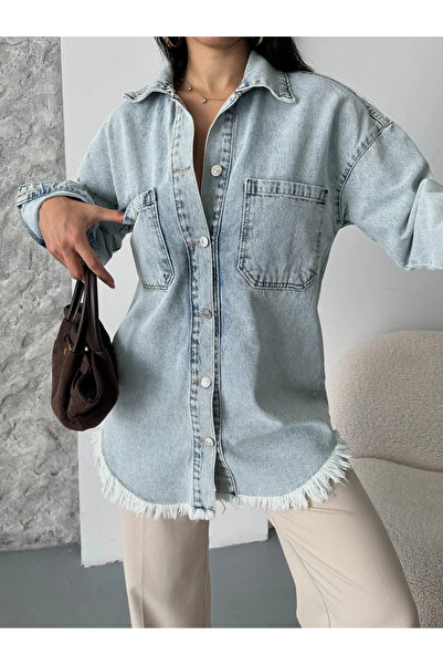 civetta Tassel Detailed Snow Wash Jean Jacket - Blue