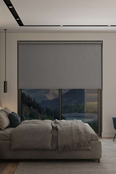 Aguila Home Antrasit Basic Blackout Stor Perde – Işık Geçirmez, Metal Zincirl...