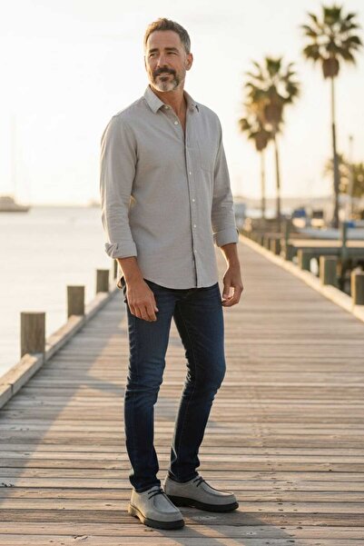 Oneka Shoes Men's Casual Lace-Up Gray Suede 420325Sgs0056