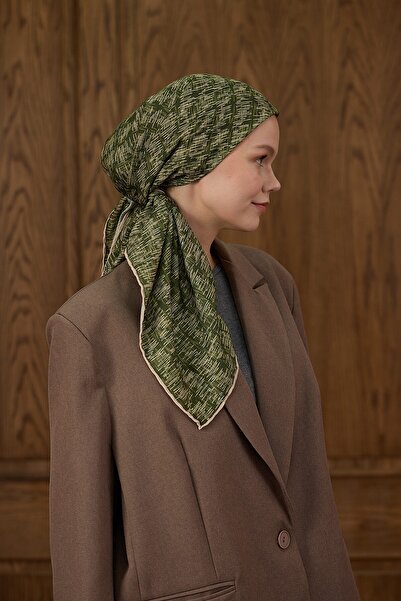 İpekhan Winter Bloom Soft Scarf Khaki Green