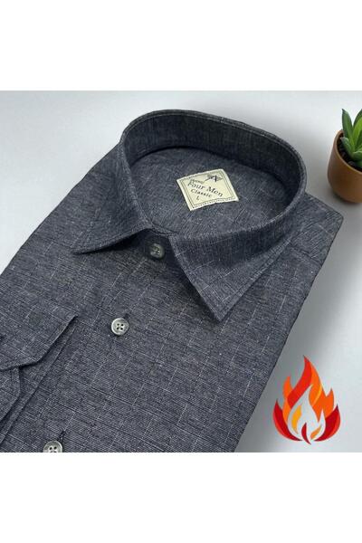 EREN STYLE Classic 100% Cotton Long Sleeve Anti-Sweat Winter Flannel Single Pocket Shirt (Regular Fit)