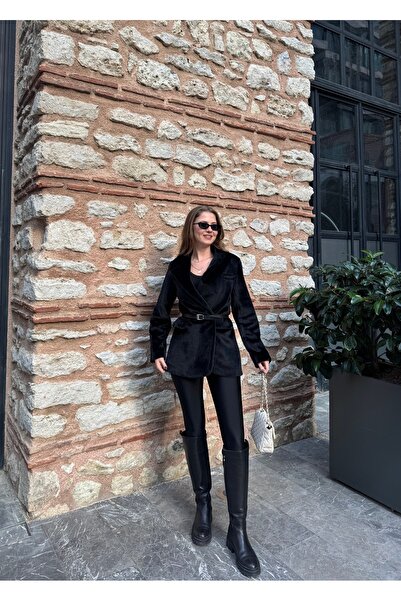 Lila Moda Tay Fur Belted Fur Fox Coat Jacket