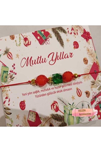 HELİSA ACCESSORİES MUTLU YILLAR KART RENKLİ YILBAŞI HEDİYELİK BİLEKLİK-ŞANS B...