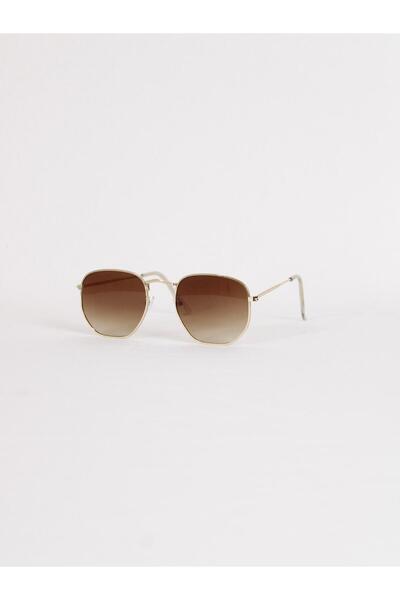 Maldia Shop Unisex Rectangular Frame Hexa Gradient Glass Brown Sunglasses