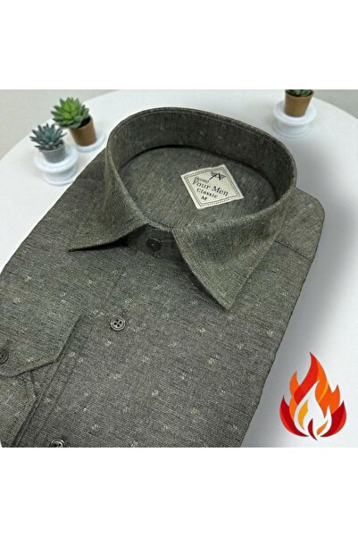 EREN STYLE Cămașă clasică din flanel de iarnă, 100% bumbac, cu mânecă lungă, ...