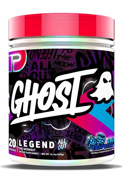 Ghost Legend All Out Pre-Workout Powder, Blue Raspberry, 20 Servings