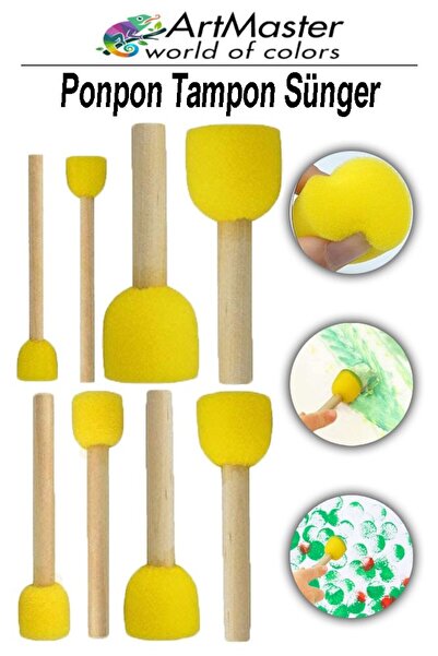Artmaster Ponpon Tampon Sünger Fırça Seti 8 Li 1 Paket Sünger Tampon 8 Li 1 P...