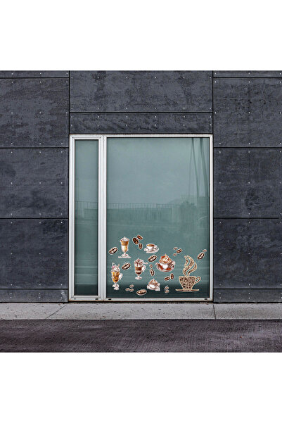 TELLGRAF Coffee Themed Large Glass and Wall Sticker Set (44X30 cm 1 Piece)