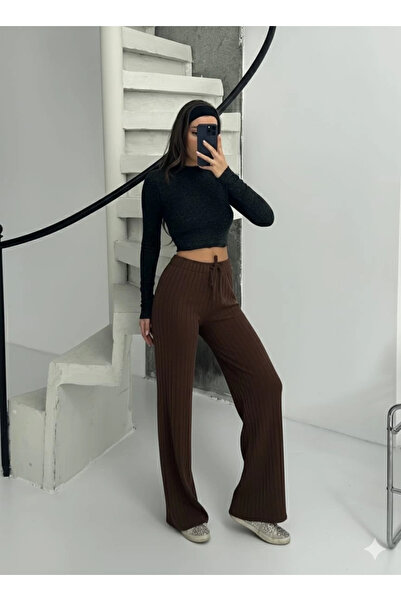civetta Velvet Textured Fleece-Lined Pants - Chocolate