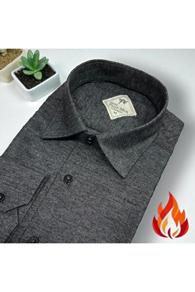 EREN STYLE Cămașă clasică din flanel de iarnă, 100% bumbac, cu mânecă lungă, ...