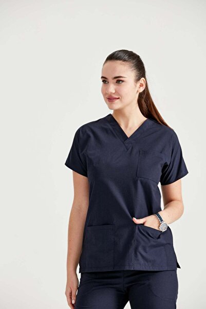 DEMOTEKS Costum Medical Elastan Bleumarin, Femei - Scrub Set Classic Flex