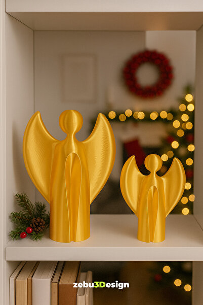 zebu3Design 2'li Modern Dekoratif Melek Biblo Seti | Altın Gold | Soyut Tasar...
