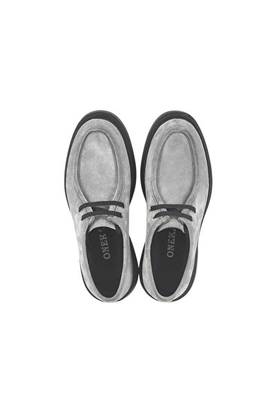 Oneka Shoes Men's Casual Lace-Up Gray Suede 420325Sgs0056
