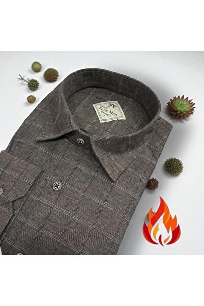 EREN STYLE Cămașă clasică din flanel de iarnă, 100% bumbac, cu mânecă lungă, ...