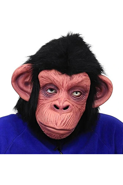HarmonyAura Latex Chimpanzee Mask with Black Hair Full Coverage - Latex Monkey Orangutan Gorilla m