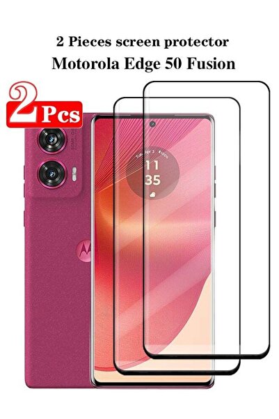 Generic 2 Pieces Full Cover Glass Screen Protector For Motorola Edge 50 Fusion 5G Black/Clear