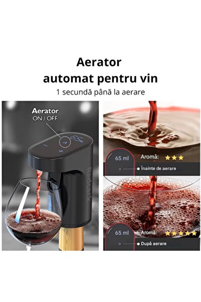 VİS Wine Decanter with Automatic Dispensing, Integrated Aerator, Touch Screen, Portable, USB Charging -