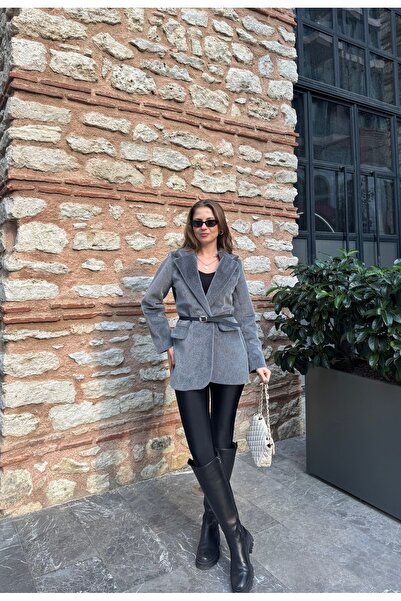 Lila Moda Tay Fur Belted Fur Fox Coat Jacket