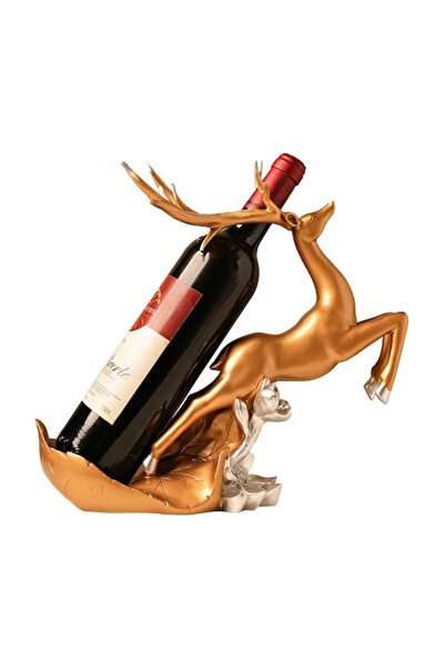 VİS Suport decorativ de vin de lux – Cerb auriu, cadou premium, capacitate 75...