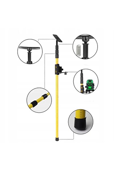 KESNUP Telescopic stand for laser level extendable up to 2.85 m, 360° , diameter 8 cm, Yellow/Black
