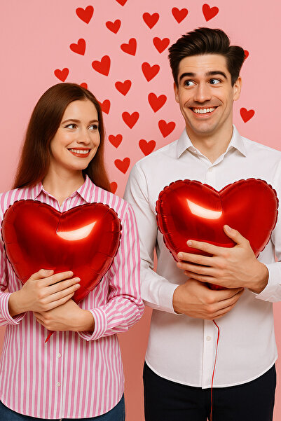 Parti dolabı Heart Balloon Candle Romantic Dinner Set I Love You Written Balloon Dusty Rose Anniversary Marriage Proposal