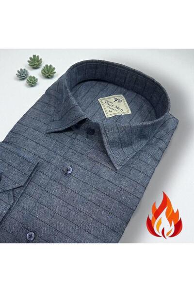 EREN STYLE Cămașă clasică din flanel de iarnă, 100% bumbac, cu mânecă lungă, ...