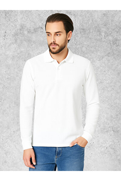 MOLICO Unisex Yeni Sezon Pamuklu Mevsimlik Polo Yaka Uzun Kollu Basic Tişört