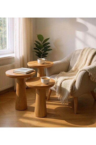 Trendcüzdan MANTAR SEHPA GERÇEK AHŞAP 3 PARÇA