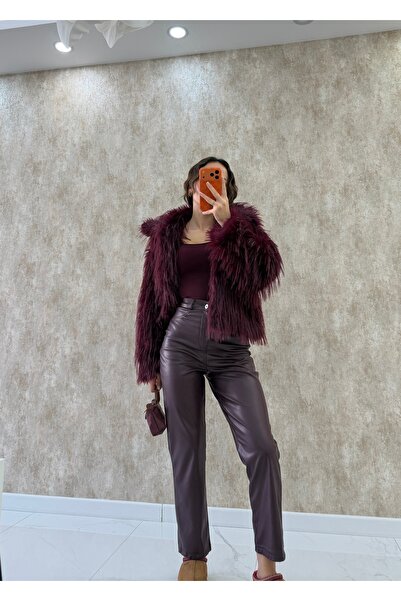 RAVİ Bordo deri pantolon