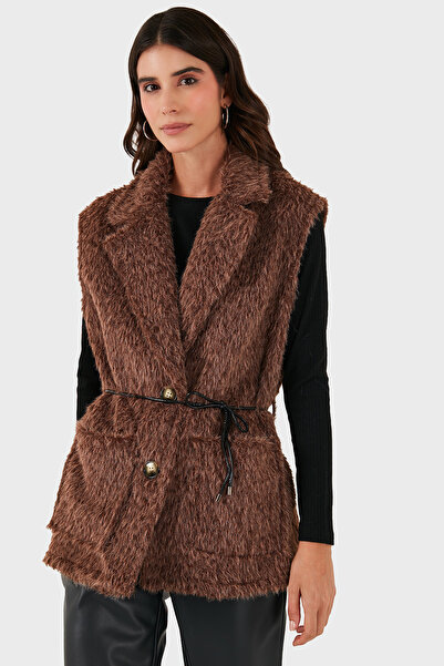 Via Dante Γούνινο γιλέκο Regular Fit διπλό πέτο με λεπτομέρεια με κορδόνια στο γιακά ΓΙΛΕΚΟ 68821807