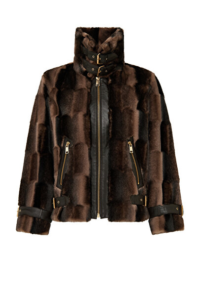 Derimod Anabel Women's Brown Teddy Leather Coat 25Wgp5952Ff