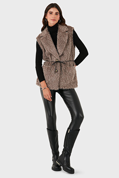 Via Dante Γούνινο γιλέκο Regular Fit διπλό πέτο με λεπτομέρεια με κορδόνια στο γιακά ΓΙΛΕΚΟ 68821807