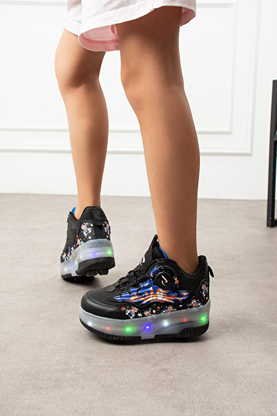 RGV Patented Light-Up Sports Shoes 4-Wheel Skates – Lights On/Off with Button