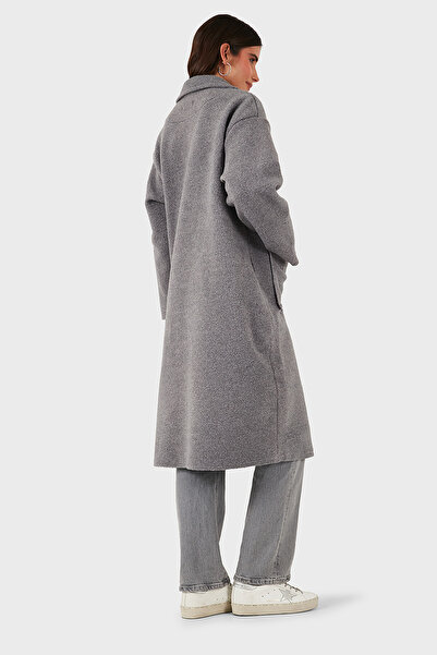 Via Dante χαλαρή εφαρμογή διπλό πέτο Μακρύ παλτό με κουμπιά στο γιακά ΠΑΛΤΟ 68821012
