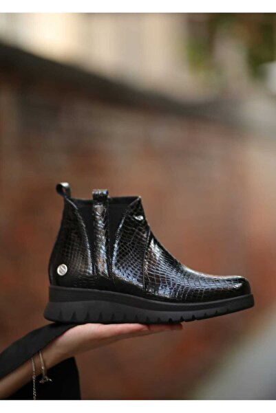 Mammamia 083150 Genuine Leather Flat Orthopedic Ankle Length Women's Boots